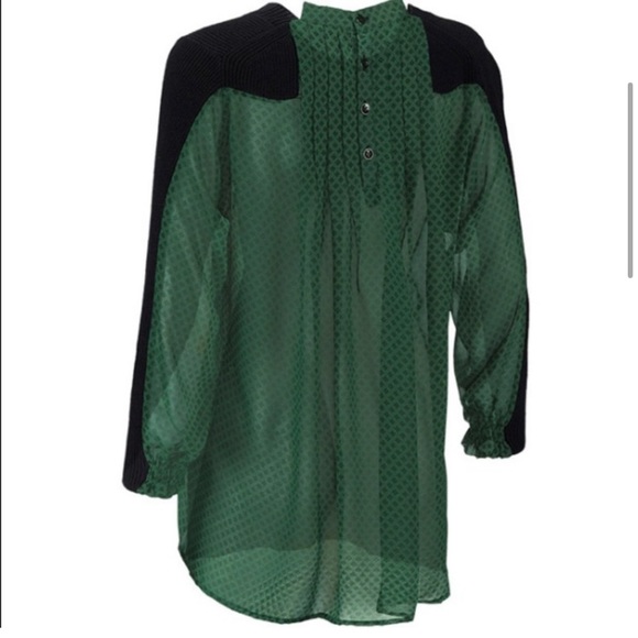 Cabi Get Together Sweater Small Chiffon Back Black and Green 100% Cotton - Picture 5 of 16